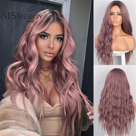 Long Wavy Ombre Synthetic Wigs Platinum Blonde Black Wigs Premium Gray CHINA 26inches Long