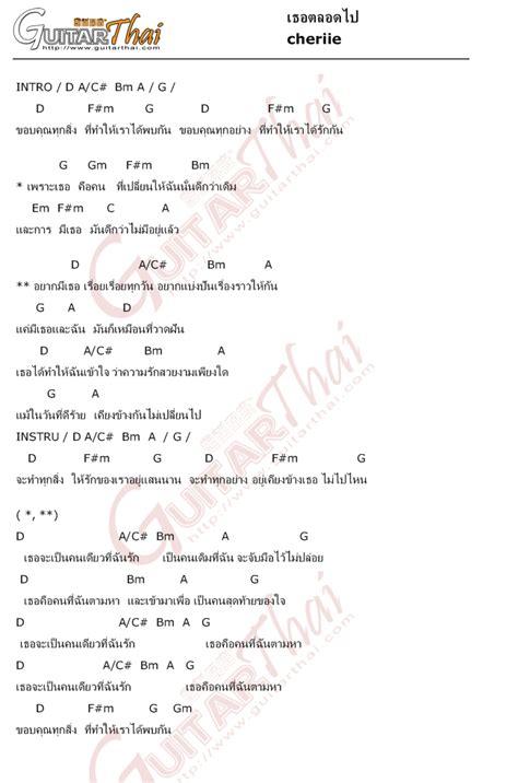 คอร์ดเพลง เธอตลอดไป Cheriie