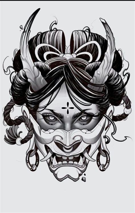 Oni Mask Tattoo Designs With Meaning Oni Mask Tattoo Mask