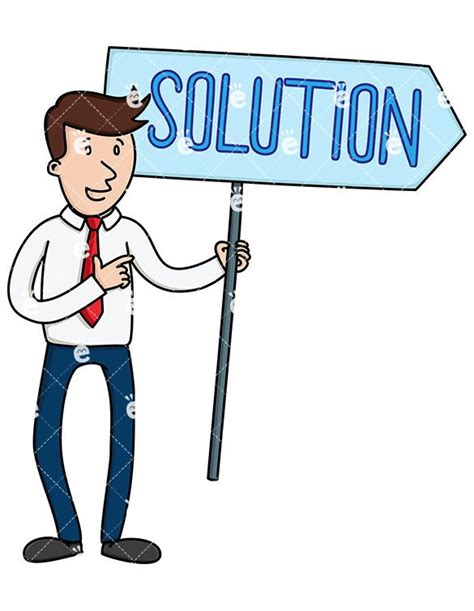 Businessman Holding Solution Sign Cartoon Vector Clipart