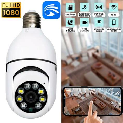 Camera De Segurança Ip Lâmpada Visão Noturna Wifi 360 Espian Smart