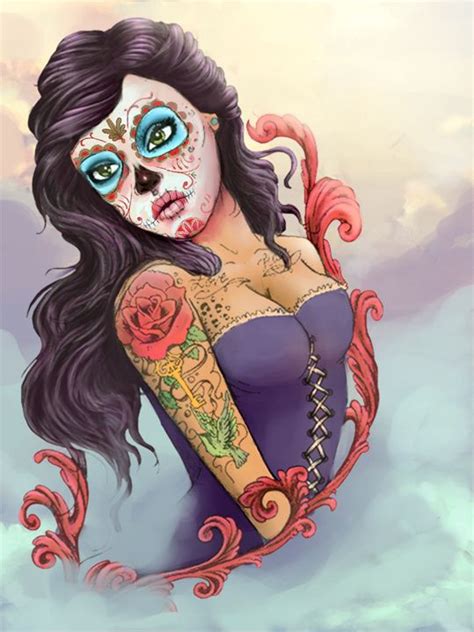 Sugar Skull Pin Up Girl Sketch