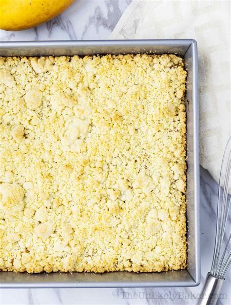 Mango Bars Recipe with Shortbread Crust and Crumble - The Unlikely Baker