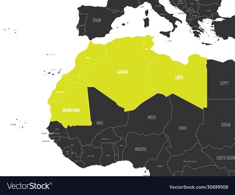 Map maghreb countries - northwest africa states Vector Image