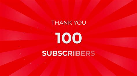 Thank You 100 Subscribers Text On Red Background With Rotating White