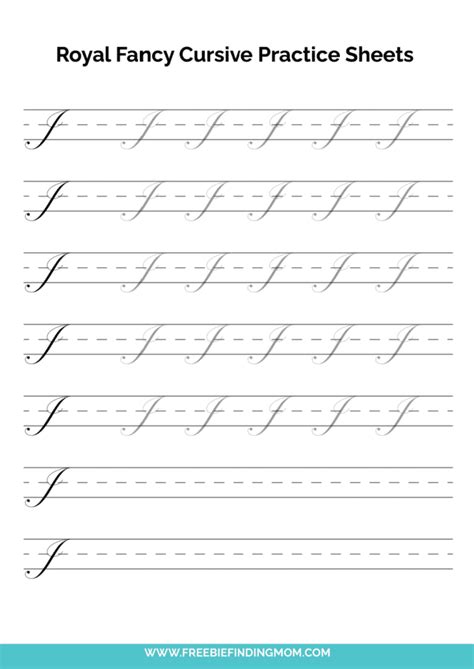 Printable Cursive Alphabet Practice Sheets Royal Fancy Capital J