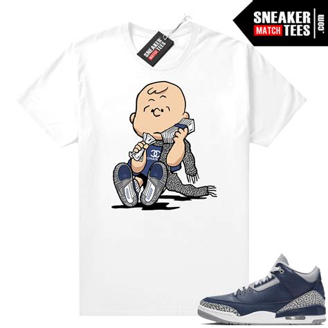 Jordan 3 Midnight Navy Sneaker tees White Designer Charlie | Midnight Navy Sneaker tee