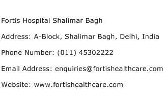 Fortis Hospital Shalimar Bagh Address, Contact Number of Fortis ...