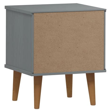 YIN Table De Chevet Gris 40x35x48 Cm Bois De Pin Massif 92428