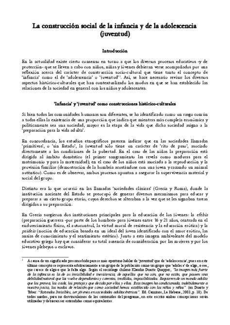 Pdf 02 La Construcción Social De La Infancia Y De La Adolescencia