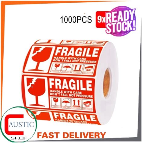 Fragile Sticker Warning Bar Label Poslaju Courier Urgent Sticker