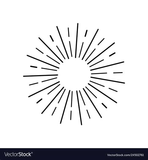 Black sun rays in flat design on blank background Vector Image