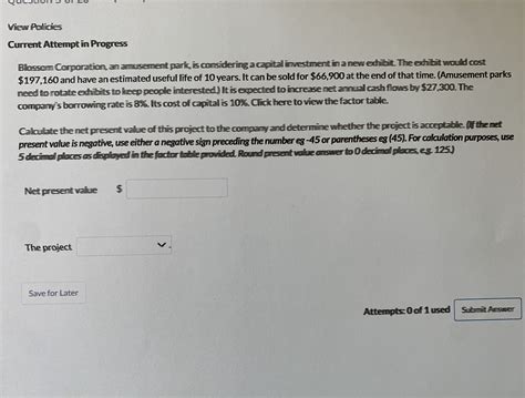 Solved View Policies Current Attempt In Progress Blossom Corporation