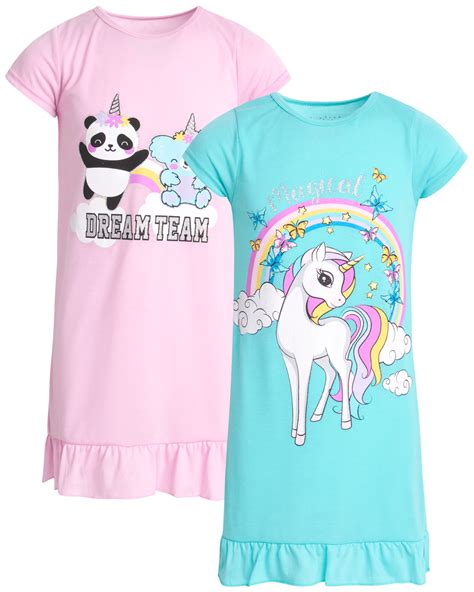 Sweet And Sassy Girls Lightweight Pajama Nightgowns Long Sleeve