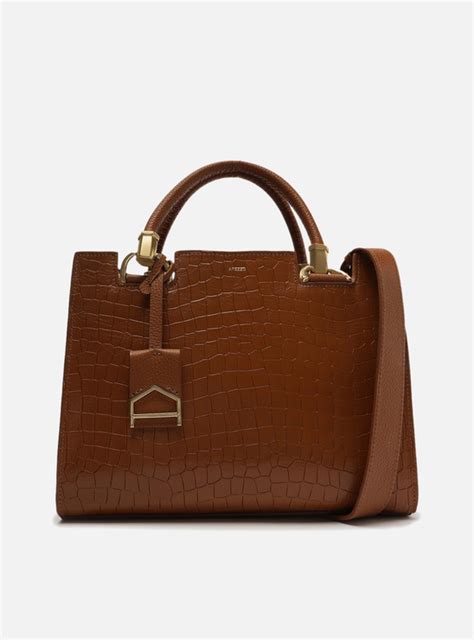 Bolsa Tote Marrom Arezzo Couro Croco Abbraccio Grande ZZ MALL