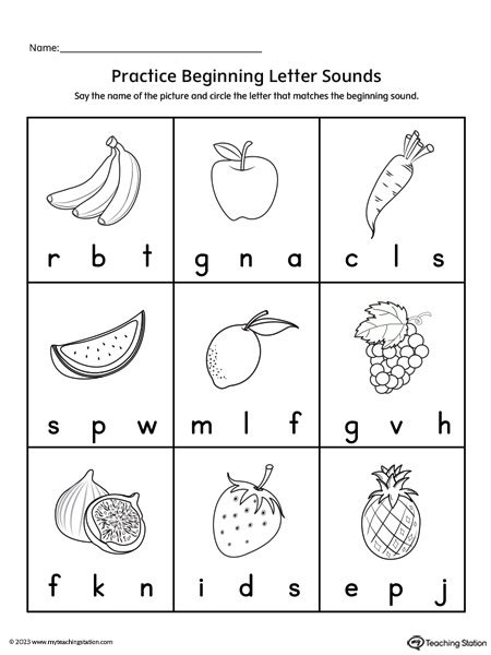 Free Beginning Letter Sound Worksheet Myteachingstation