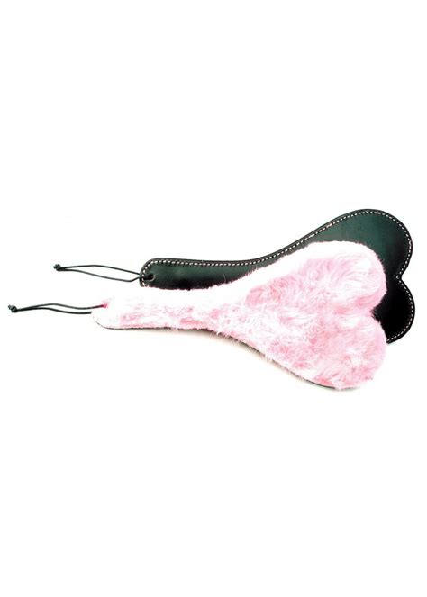 Spank Her Heart Paddle Pink Plush And Black Leather Sensually Yours