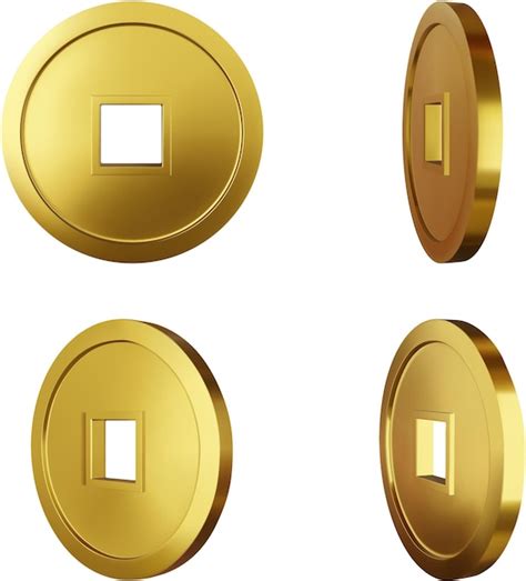 Conjunto de moedas de ouro ano novo chinês moedas 3d isoladas moedas de