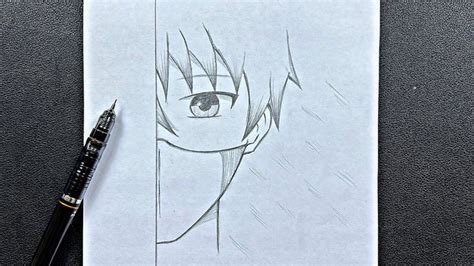 A Drawing Of An Anime Character With Eyes Drawn On Paper Next To A