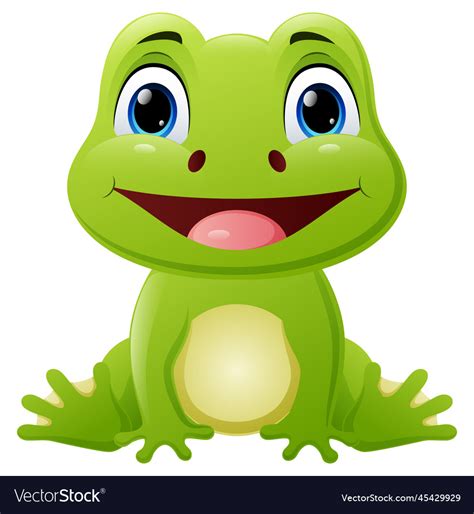 Cute baby frog cartoon sitting Royalty Free Vector Image