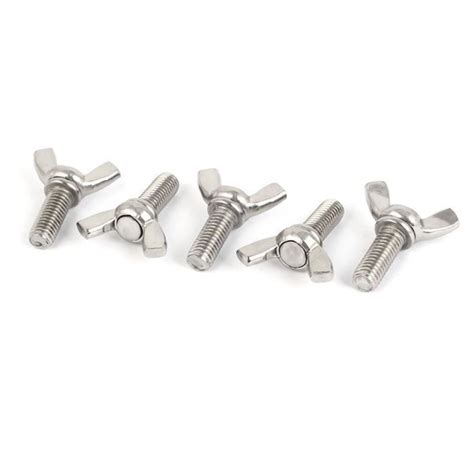 SOURCING MAP Acier Inox 304 Vis Aile Fix Vis Papillon M8x20mm 5Pcs