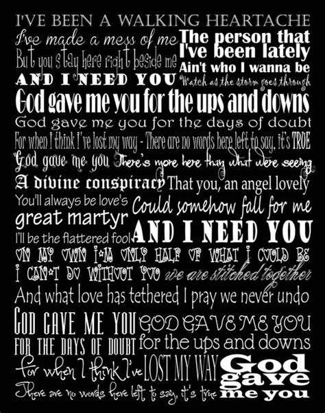 God Gave Me You Blake Shelton Typography Song Lyric Art Print