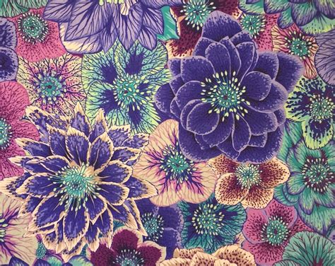 New Half Yard Kaffe Fassett Philip Jacobs Hellebores Pj118 In Blue Freespirit Fall 2022 Colorful