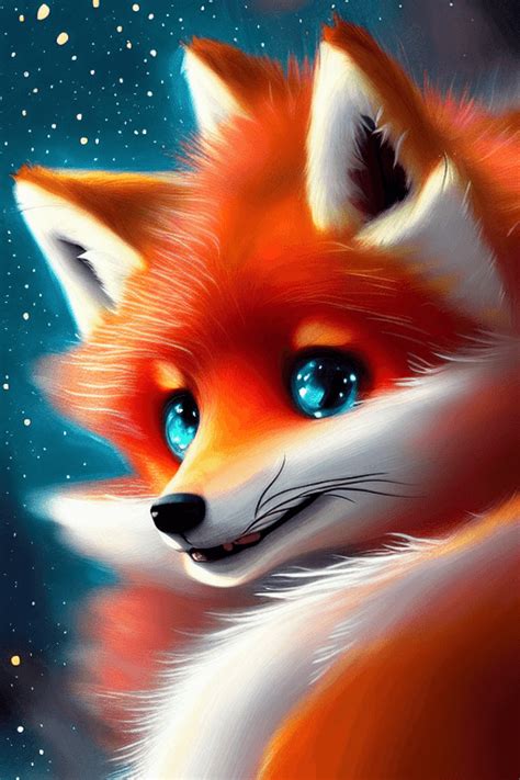 Kawaii Cute Fluffy Fox In The Style Of Puffy Gator Creative Fabrica