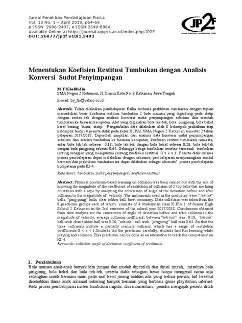 Menentukan Koefisien Restitusi Tumbukan Dengan Ana Pdf