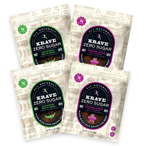 Krave Zero Sugar Beef Jerky Variety Flavors All Natural 100 Grass Fed Beef Protein Packed