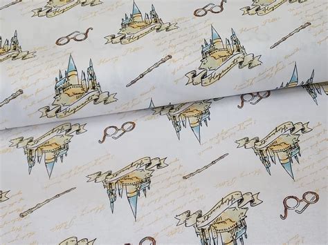 Harry Potter Hogwarts Licensed Cotton Fabric White Hogwarts Castle