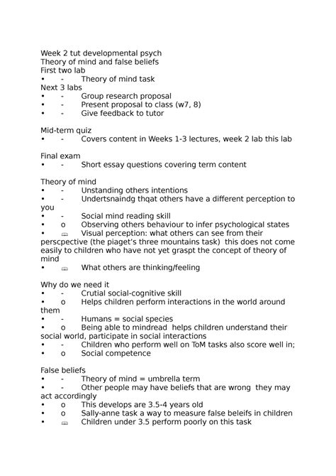 Week Tut Developmental Psych Week Tut Developmental Psych Theory