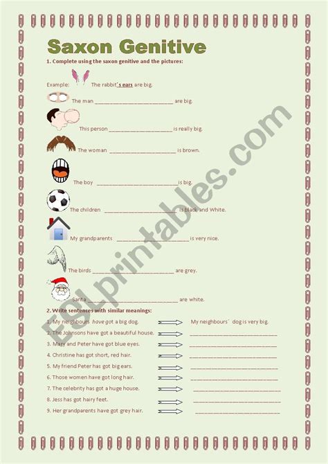 Saxon Genitive ESL Worksheet By Lolaguillenbe