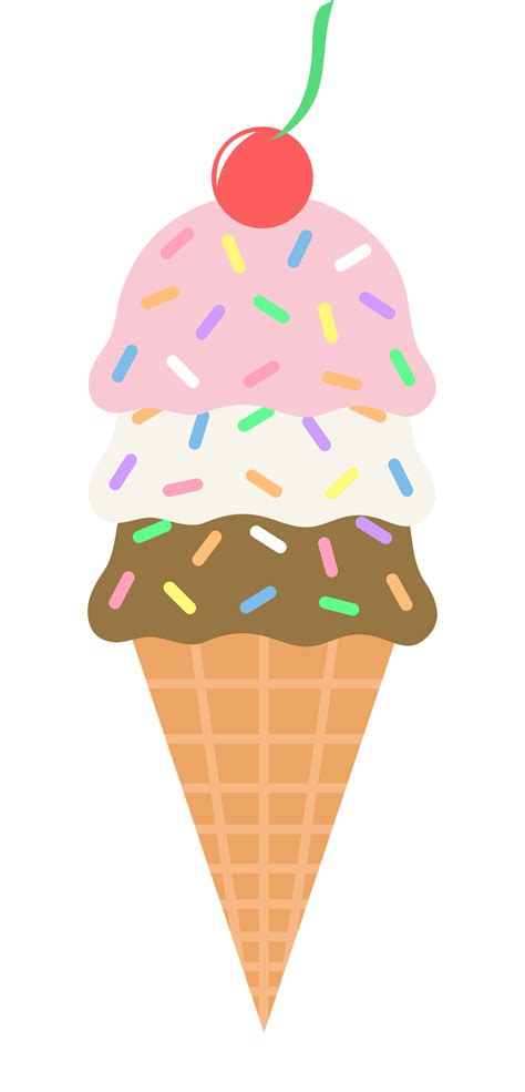 Neapolitan Ice Cream Cone With Sprinkles - Free Clip Art