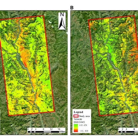 Results Of Los Direction Deformation Rate In Study Area A Insar