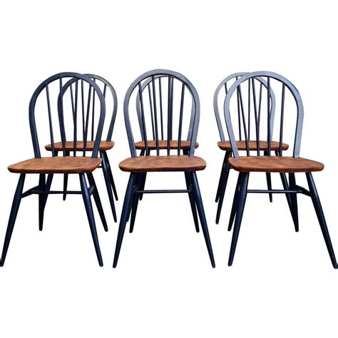 Ensemble De Chaises Vintage Mod Le En Noir Et Orme Pour Ercol