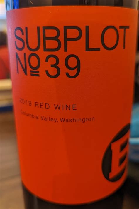 2019 J Bookwalter Red Wine Subplot 39 Usa Washington Columbia