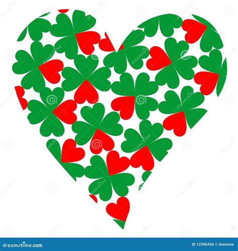 Heart Filled With Four Leaf Clovers Stock Vector Illustration Of