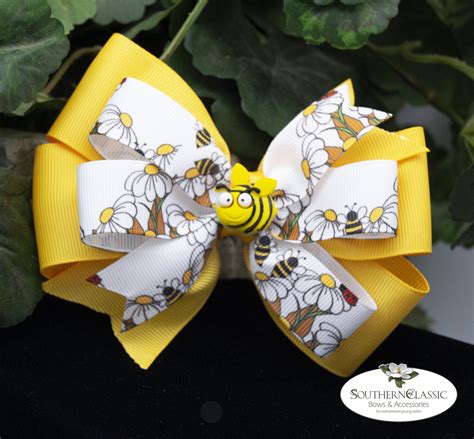 Bumblebee Stacked Boutique Bow Cute Resin Bumblebee Center Etsy