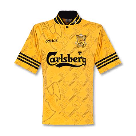 95 96 Liverpool Third Away Yellow Retro Soccer Jerseys Shirt Cheap