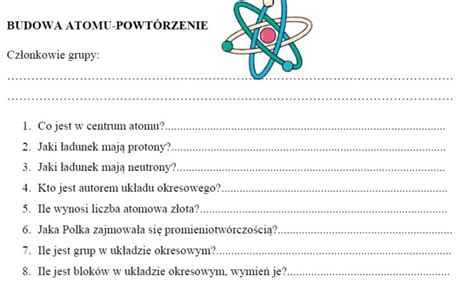 Budowa Atomu Powt Rzenie Z Oty Nauczyciel