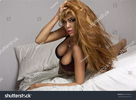 Sexy Beautiful Brunette Woman Lying Bed Stock Photo 415570591 Shutterstock
