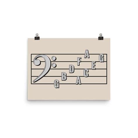 Bass Clef Note Names Poster Cream Gliss Prints