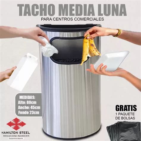 Tacho Basura Media Luna Acero Inoxidable De Centro Comercial Cuotas