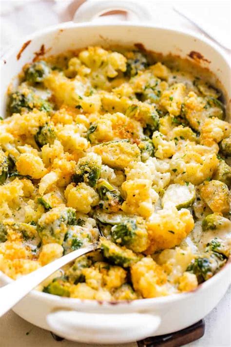 Veggie Casserole With Cauliflower Brussels Sprouts Holiday Side Dish