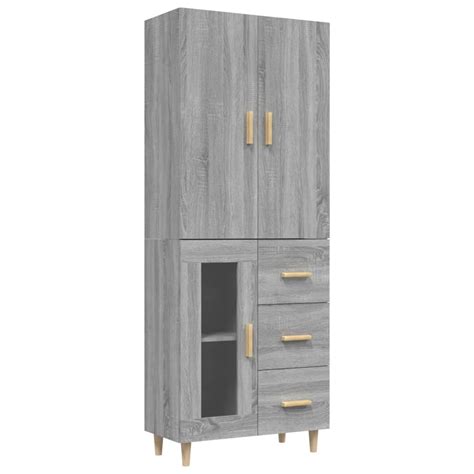 LeDivil Buffet haut Sonoma gris 69 5x34x180 cm Bois d ingénierie HB A7