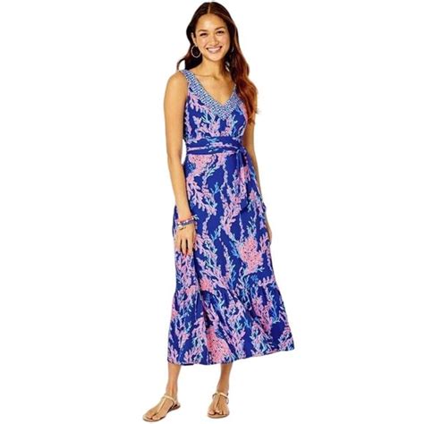 Lilly Pulitzer Dresses Lilly Pulitzer Madsen Midi Dress In Borealis Blueswim On Over Size Xl