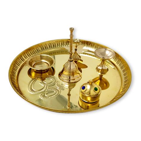 Hashcart Brass Pooja Plate Set Dia In Indian Decorative Puja