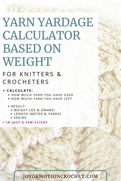 Yarn Yardage Calculator Based On Weight Knit And Crochet Crochet