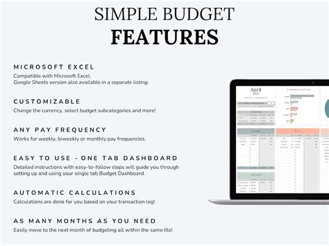 Simple Budget Spreadsheet, Microsoft Excel Budget Template, Personal ...